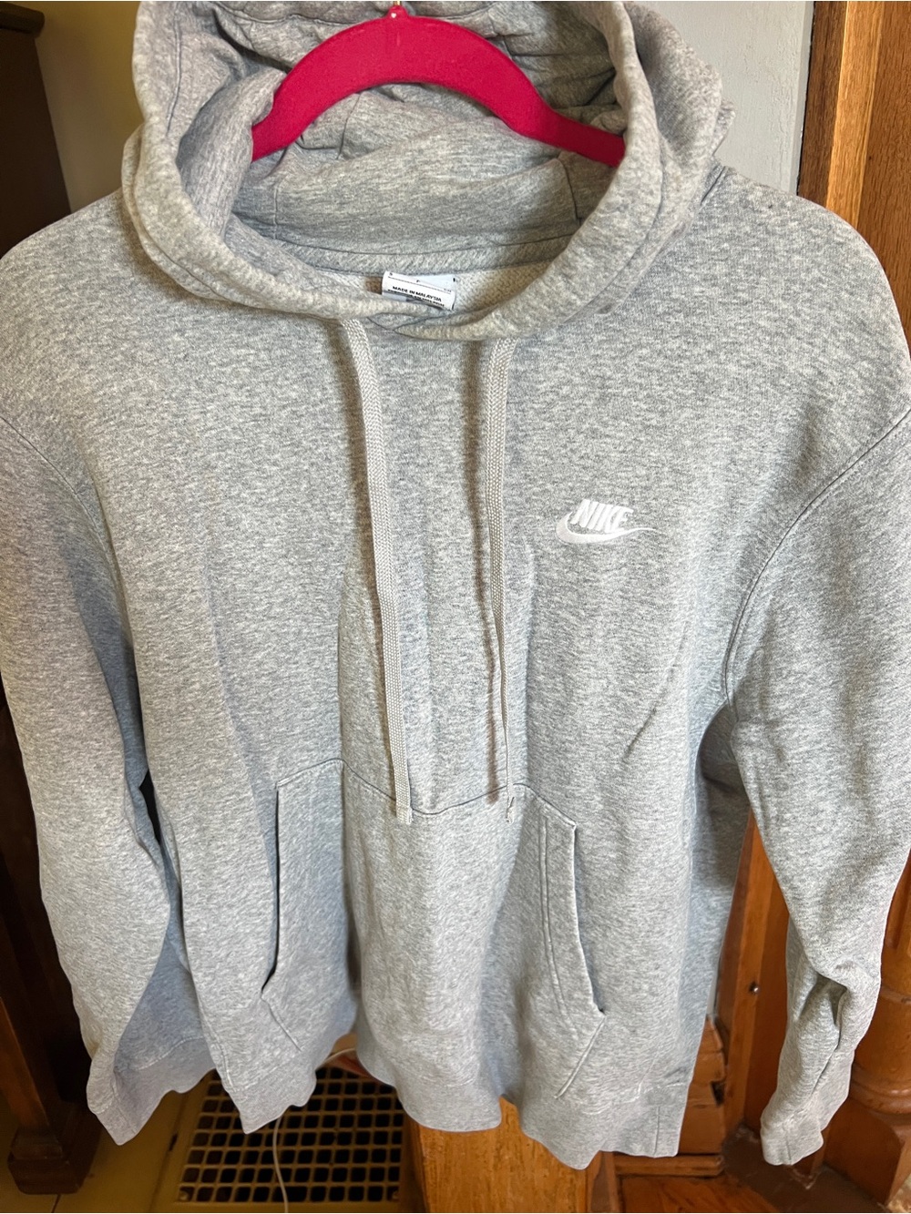 Nike Heather Gray Pullover Hoodie with White Swoosh